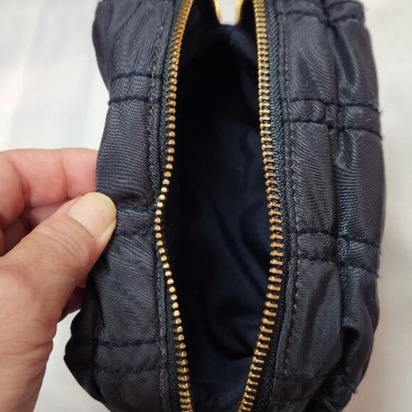 Coach Small Boxy Cosmetic Case with Ruching in navy blue nylon - Picture 6 of 9